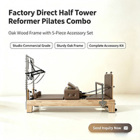 Reformer de Pilates en bois de chêne avec demi-tourneuse |   Ensemble commercial 5 pièces pour salle de sport et studio |   Appareil de musculation à résistance réglable
