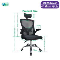 Chaise de bureau personnalisable OEM/ODM, noire, vente en gros d'usine, chaise ergonomique moderne en maille, exportation, WS5141