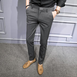 Vente chaude hommes affaires mince neuf points pantalon été Anti-rides jambe droite sens avancé pantalons décontractés hommes - Product Image 2