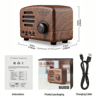 Cadeau d'entreprise promotionnel, mini-haut-parleur portable en bois rétro avec radio FM, LED RGB, alimentation USB et DC