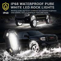Lampu Batu LED Putih Murni 8pcs 184 LED dengan Casing Aluminium Kekuatan Tinggi IP68 Tahan Air untuk Jeep Truk ATV SUV 12V