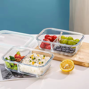 Food Grade Borosilicate Glass Food <b>Storage</b> Container Lunch Box Vintage <b>Microwave</b> Glass Meal Prep Containers With sealed Lids - Product Image 4