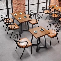 Restaurant de style industriel tables à manger chaises en bois métal tables et chaises d'extérieur usine de meubles en gros