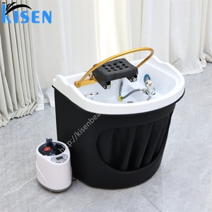 Bac à shampoing Kisen durable pour salon de coiffure avec raccordement aux tuyaux, modèle de machine à laver les cheveux avec luminothérapie et circulation d'eau - Product Image 4