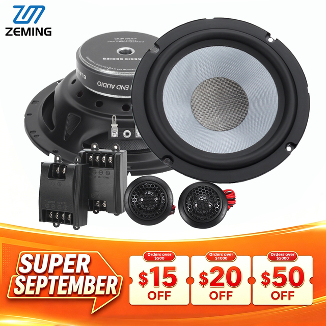 Zeming YS65202 Car Audio Component Speaker 6.5 Inch 2-Way Component Car Speaker Clear Sound Quality