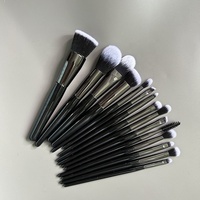 15 buah set kuas rias bedak hitam mengkilap hitam m hitam set kuas rias vegan hitam dan emas hitam alat kosmetik hitam lembut