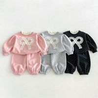 Ensemble deux pièces pour enfants à pois et volants, sweat-shirt et pantalon de jogging pour bébé fille, collection automne