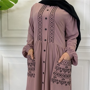 6166 #   Robe musulmane brodée pour femmes, robes longues, vêtements islamiques, mode kimono, style arabe, abaya musulmane de Dubaï - Product Image 2