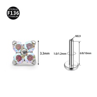 Boucles d'oreilles de mariage en titane F136, avec zircone 5A à dégradé, clou d'oreille à filetage interne, bijoux de piercing corporel pour hélix