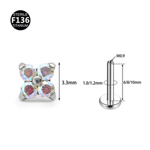 Pendientes de Titanio F136 para Boda, con Degradado y Circonita 5A, Piercing Labial y Helix con Rosca Interna, Joyería Corporal - Product Image 4