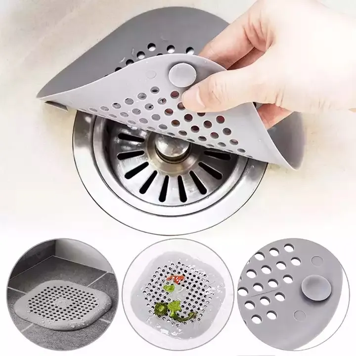 Bathroom Sewer Outlet Hair Filter Mesh Kitchen Sink anti-clogging Silicone Floor Drain Cover