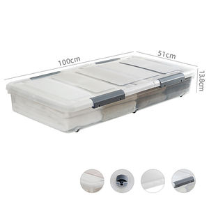 Caja de Almacenamiento Transparente CL194 para Debajo de la Cama con Ruedas, Caja de Plástico Plana Extra Grande para Edredones y Ropa de Cama - Product Image 6
