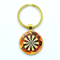 Porte-clés pendentif cible de fléchettes, style vintage européen et américain, bijou de l'histoire