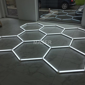 Plafonnier LED hexagonal vendu en usine pour l'éclairage de <span class=keywords><strong>garage</strong></span>, système à 8 grilles pour atelier de detailing automobile, alimentation CA - Product Image 4