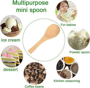 Piccoli cucchiai di legno manico corto Mini condimenti cucchiaio di sale natura legno cucchiaino di <span class=keywords><strong>miele</strong></span> <span class=keywords><strong>per</strong></span> caffè e tè marmellata di senape gelato - Product Image 2