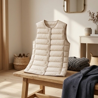 Gilet sans manches en duvet pour femme, col en V, vêtement d'extérieur pour l'hiver