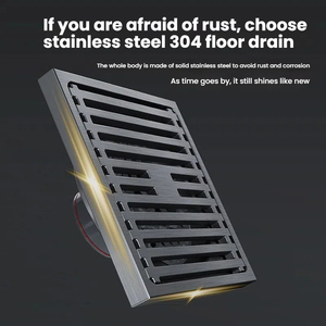 Accesorios de ducha de baño negros y grises modernos, desagüe de suelo antiolor de latón de 4 pulgadas, desagüe de suelo de acero inoxidable - Product Image 6