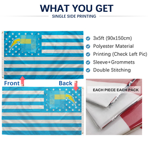 Bandera de <span class=keywords><strong>Los</strong></span> <span class=keywords><strong>Angeles</strong></span> Chargers 3x5 pies (90x150 cm) de una sola cara para aficionados - Bolt Fam Bolt Up The Bolts - Product Image 3