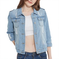 Veste en jean décontractée pour femme, collection hiver, ornée de perles et strass, coupe ample, grande taille, avec boutons décoratifs, imperméable – Offre spéciale