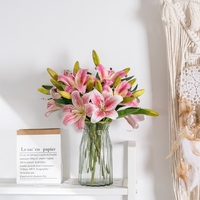 CL09006 Künstliche Blumen Tiger Mini Lily Real Touch für Hochzeit Home Party Garden Shop Büro Dekoration