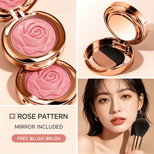 Compra al por Mayor de Set de Rubor Resistente al Agua de Larga Duración con Espejo y Brocha, Marca Privada, Alta Pigmentación, Estuche Color Oro Rosa, Logotipo Personalizado - Product Image 2