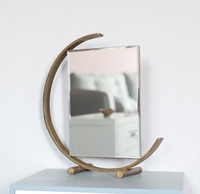 Miroir de maquillage industriel vintage en métal doré, décoration de table, vente en gros