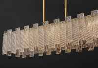 Lustre de luxe en laiton antique et verre, luminaire linéaire pour salle à manger, éclairage LED pour restaurant, décoration