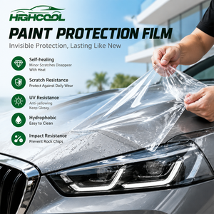 HIGHCOOL 1.52*15m Transparent Car <b>Body</b> PPF Film Glossy TPU <b>Paint</b> Protection Roll for Vehicle Exterior Care - Product Image 1