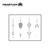 Stiker Tato Herbal Daun Tribal Minimalis Kustom Tahan Air Tahan Lama 15 Hari Seni Tubuh Semi-permanen untuk Jari Tangan