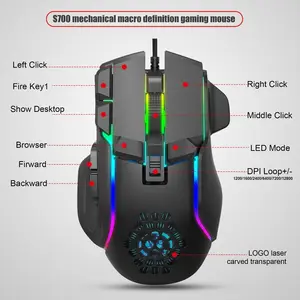 10 Buttons 12800 DPI USB Gaming Mechanical Mouse RGB Backlit Computer Gamer Programmable Wired Mice For Laptop PC Desktop