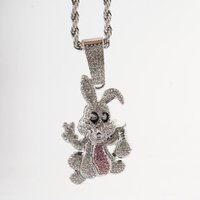 Collier pendentif lapin de dessin animé en cristal, style hip-hop, pour tous les jours, unisexe