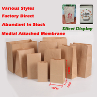 Sac de courses en papier kraft à fond carré, personnalisable avec logo imprimable, résistant à l'huile, pour pâtisserie, emballage à emporter et rangement