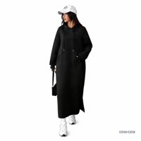 Robe décontractée à capuche et manches longues pour femme, coupe ample, couleur unie, style long, tendance, look sweat-shirt, automne-hiver, ODM OEM