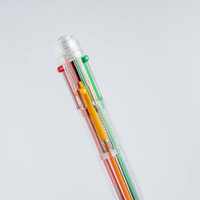 Stylo à pression personnalisable multicolore en gros, stylo à corps en plastique transparent solide pour l'écriture quotidienne