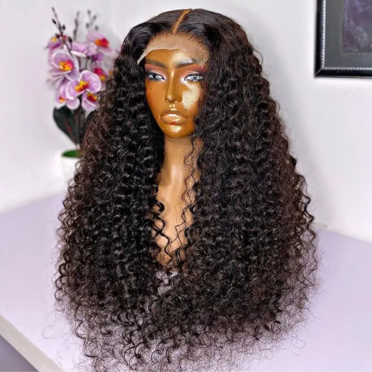 Curly Baby Hair Wig Water Weave Brazilian Lace Wigs He 5X5 Closure Wig