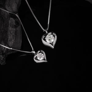 डोडो कारखाने के गहने s925 स्टर्लिंग चांदी जिरकॉन और vvs1 dकलर मोइससानाइट दिल पेलेंट हार 12/15 - Product Image 2