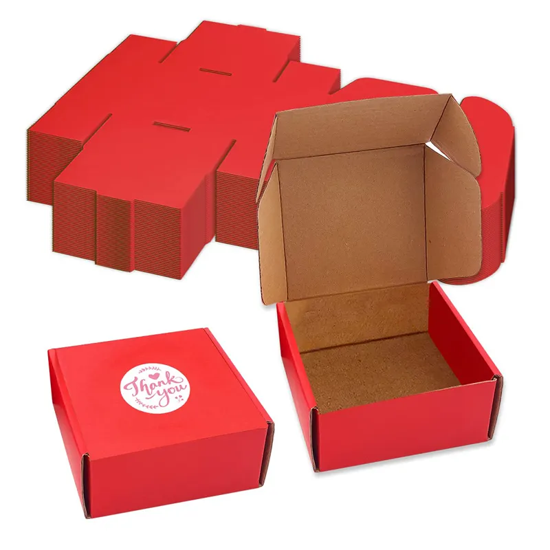 Emballage personnalisé, boîtes d'expédition en carton ondulé noir pour vêtements, boîte d'expédition rouge avec logo