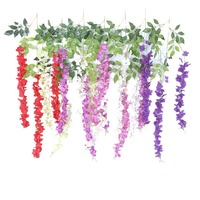 Grosir bunga Wisteria buatan untuk latar belakang pernikahan lengkungan logam bunga dekorasi