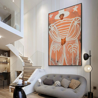 Peinture à l'huile sur toile personnalisée, peinte à la main, style western cowboy, art populaire, portrait orange, décoration murale moderne avec cadre doré