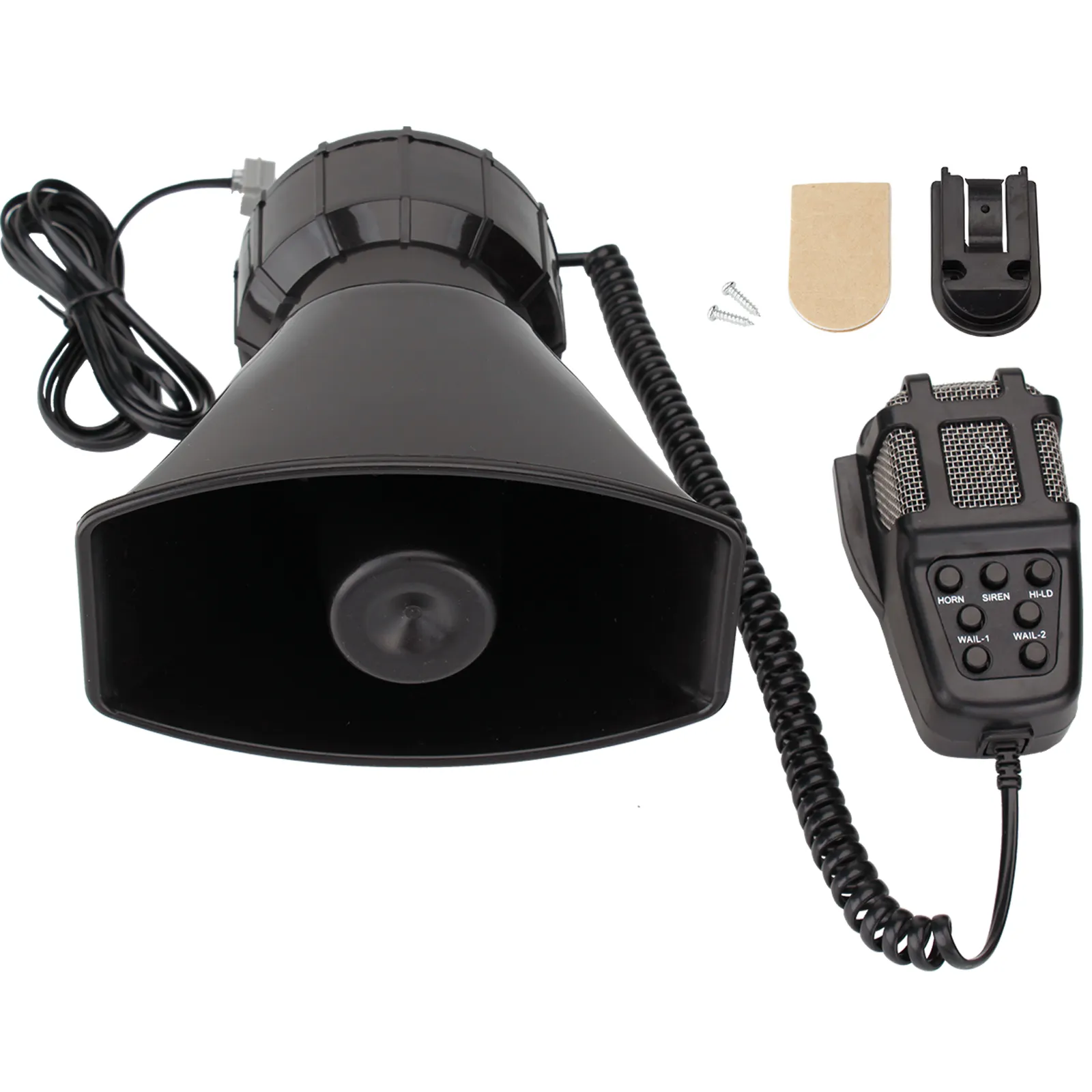 Klaxon de sirène de voiture 7 tons Haut-parleur de véhicule avec amplificateur de microphone à main 12V 100W Sons d'urgence