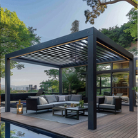 Pergola motorisée en aluminium avec toit à lames bioclimatiques et stores intégrés pour jardin, pavillon, terrasse