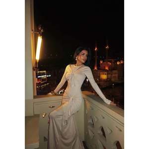 For <b>Cream</b> <b>Window</b> Detail Evening Dress Long Formal Gown - Product Image 3