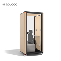 Cabine Acoustique Modulaire Individuelle Insonorisée avec Verre Trempé, Verrou Magnétique et Éclairage LED pour Hôtels, Villas et Appels Professionnels