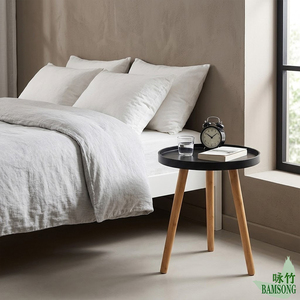 Tavolino da Caffè Resistente all'Usura con Gambe a Treppiede in Bambù per Caffetterie, Lounge e Arredamento Casa in Affitto, Comodino Rotondo Piccolo Anti-caduta - Product Image 5