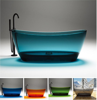 Baignoire en résine acrylique de haute qualité, transparente, artistique, autoportante, personnalisable en plusieurs couleurs, pour salle de bain d'hôtel