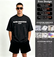 T-shirt d'été pour homme en coton 230 GSM, logo brodé personnalisé OEM/ODM, style hip-hop décontracté, manches courtes, streetwear