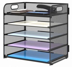Metal Mesh Paper <b>Organizer</b> Letter Tray 5 Tier <b>File</b> <b>Organizer</b> with Handle Paper Sorter Desk <b>Organizer</b> for Home Office Supplies - Product Image 1