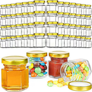 1.5 oz Hexagonal Mason Glass Jar for Honey with Wooden Dipper and Screw Metal <b>Lid</b> <b>Microwavable</b> Kitchen Food Container - Product Image 3