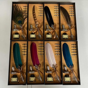 En gros Vintage Quill encre dip ensemble <span class=keywords><strong>calligraphie</strong></span> <span class=keywords><strong>plume</strong></span> stylo <span class=keywords><strong>plume</strong></span> pour écrire Signature cadeau mariage nuptiale douche fête approvisionnement - Product Image 2