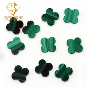 Professional Jewelry Main Stone Supplier Four Leaves Clover Natural Malachite Top Quality Loose Gemstone